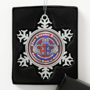 82nd Airborne Division  Snowflake Pewter Christmas Ornament