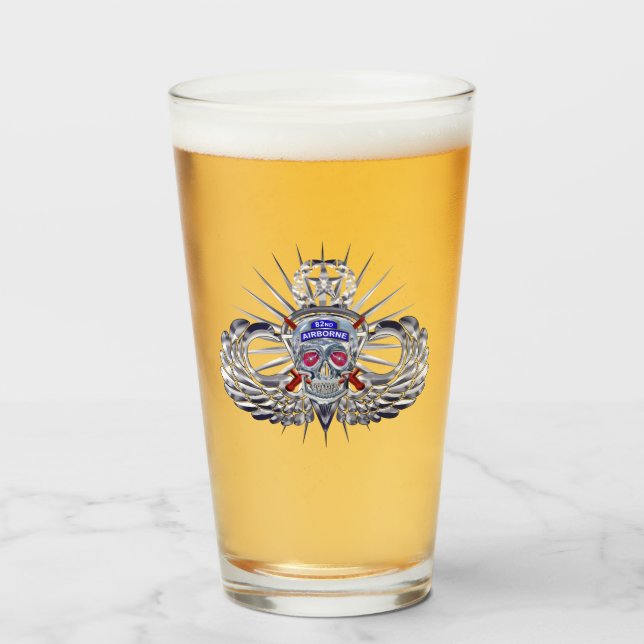 82nd Airborne Division “Spiked Skull” Jump Wings Glass (Front Filled)