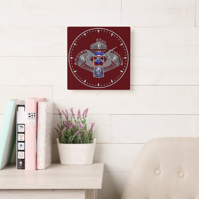 82nd Airborne Division  Square Wall Clock (Reading Room)