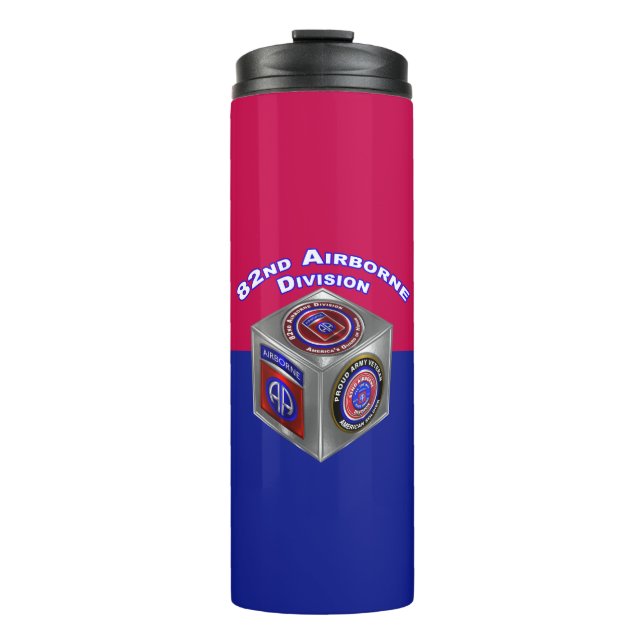 82nd Airborne Division Steel Cube Design Thermal Tumbler (Front)