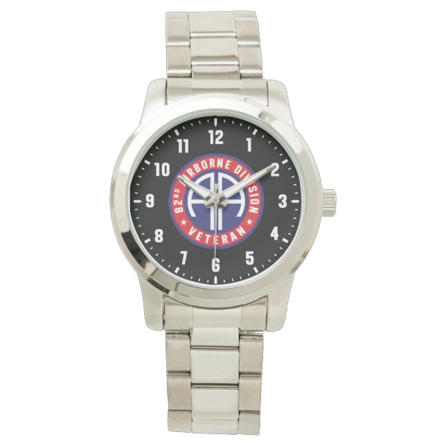 82nd Airborne Division Veteran Stainless Steel Watch (Front)