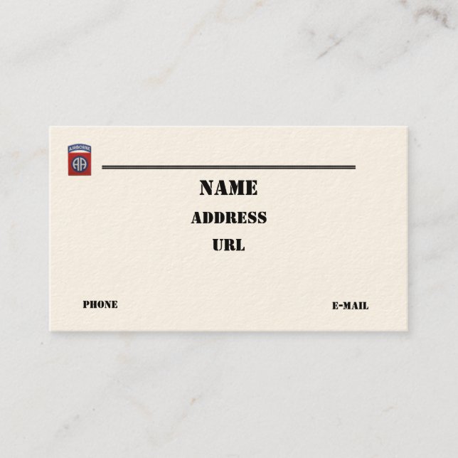 82nd Airborne Division vets patch business Card (Front)