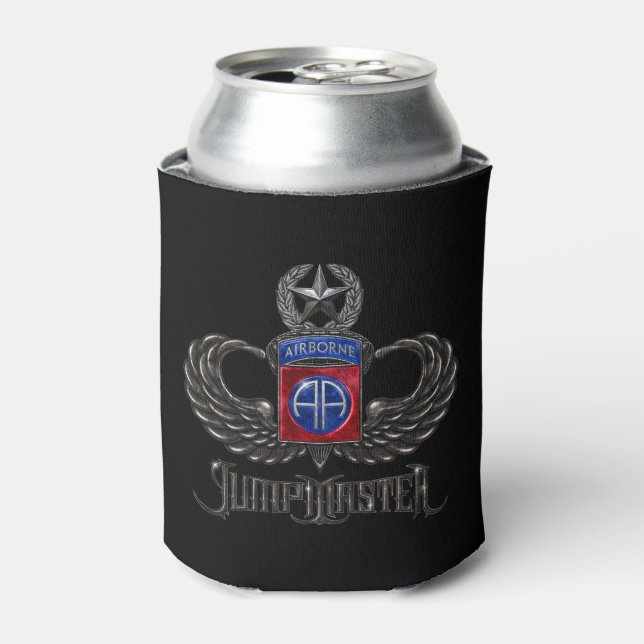 82nd Airborne Jumpmaster Black Can Cooler (Can Front)