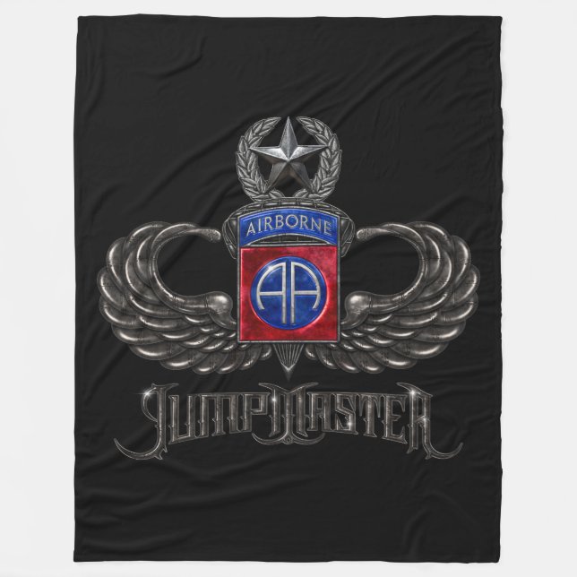 82nd Airborne Jumpmaster Black Fleece Blanket (Front)