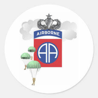 82nd Airborne, Paratroopers, Senior Jump Wings Classic Round Sticker