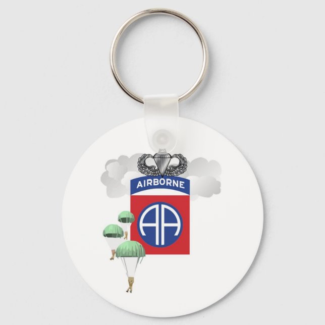 82nd Airborne, Paratroopers, Senior Jump Wings Key Ring (Front)