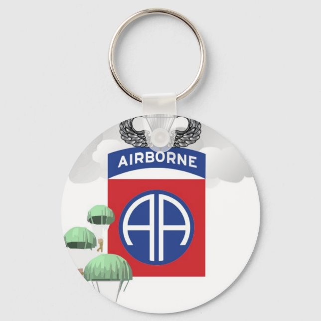 82nd Airborne, Paratroopers, Senior Jump Wings Key Ring (Front)