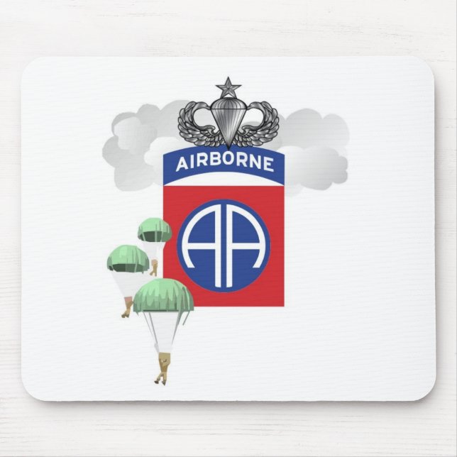 82nd Airborne, Paratroopers, Senior Jump Wings Mouse Mat (Front)