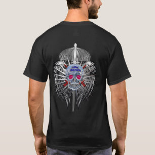 82nd Airborne Silver Skull Metallic Wings T-Shirt