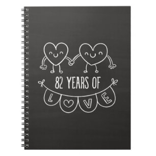 82nd Anniversary Gift Chalk Hearts Notebook