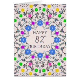 82nd Birthday Abstract Flowers 