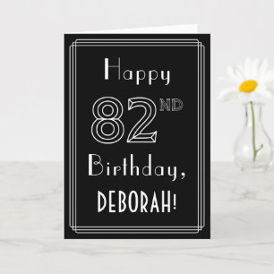 82nd Birthday: Art Deco Style # 82 & Custom Name Card