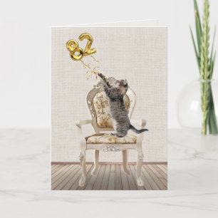 82nd Birthday Balloons and Tabby Cat Card
