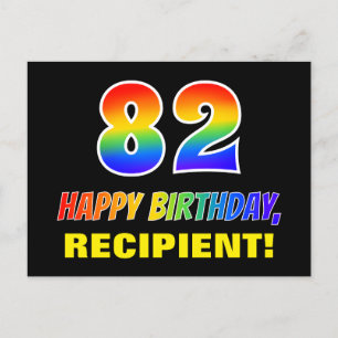 82nd Birthday: Bold, Fun, Simple, Rainbow 82 Postcard