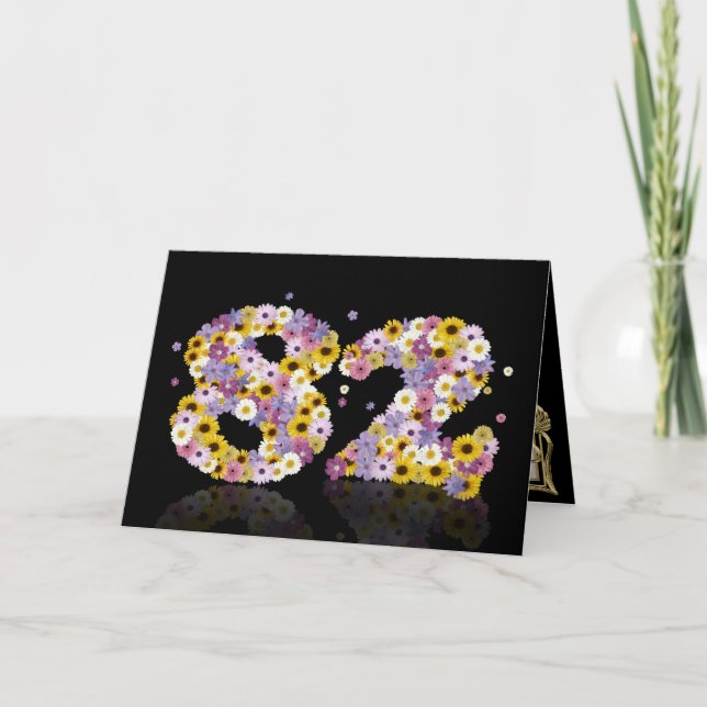 82nd birthday card with flowery letters (Front)