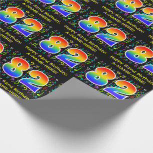 82nd Birthday: Colourful Music Symbols, Rainbow 82 Wrapping Paper