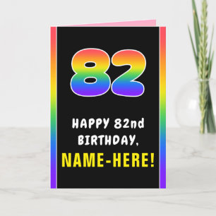 82nd Birthday: Colourful Rainbow # 82, Custom Name Card