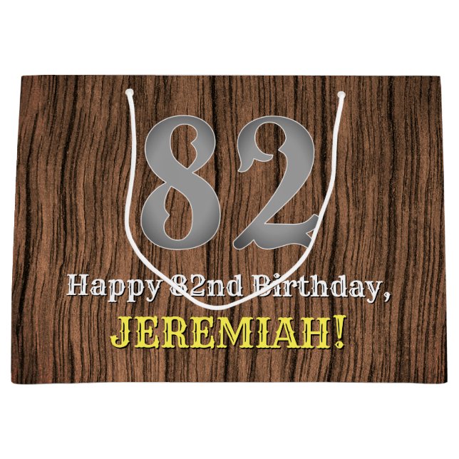 82nd Birthday: Country Western Inspired Look, Name Large Gift Bag (Front)