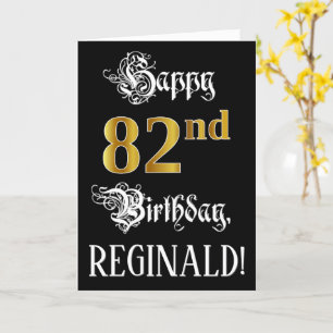 82nd Birthday — Fancy Script; Faux Gold Look; Name Card