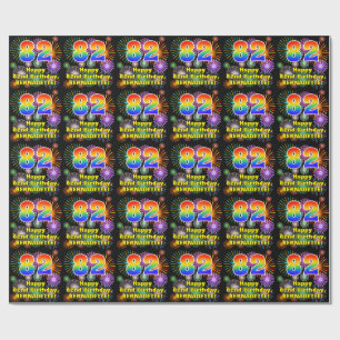 82nd Birthday: Fun Fireworks, Rainbow Look # “82” Wrapping Paper