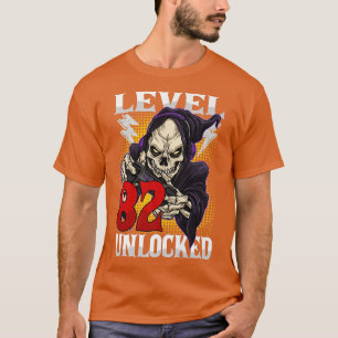 82nd Birthday Gamer Skeleton Level 82 Unlocked Gam T-Shirt