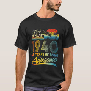 82Nd Birthday Gift Vintage Retro January 1940 82 Y T-Shirt