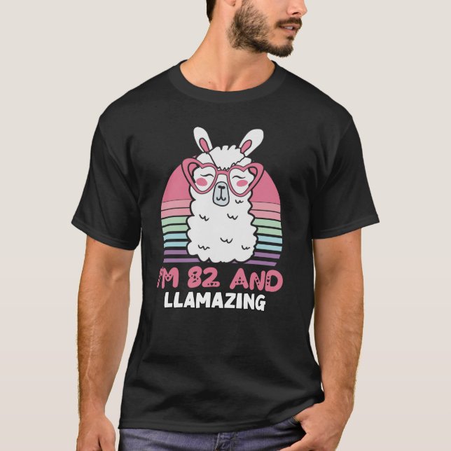 82nd Birthday Llamazing Llama 82 Year Old Birthday T-Shirt (Front)