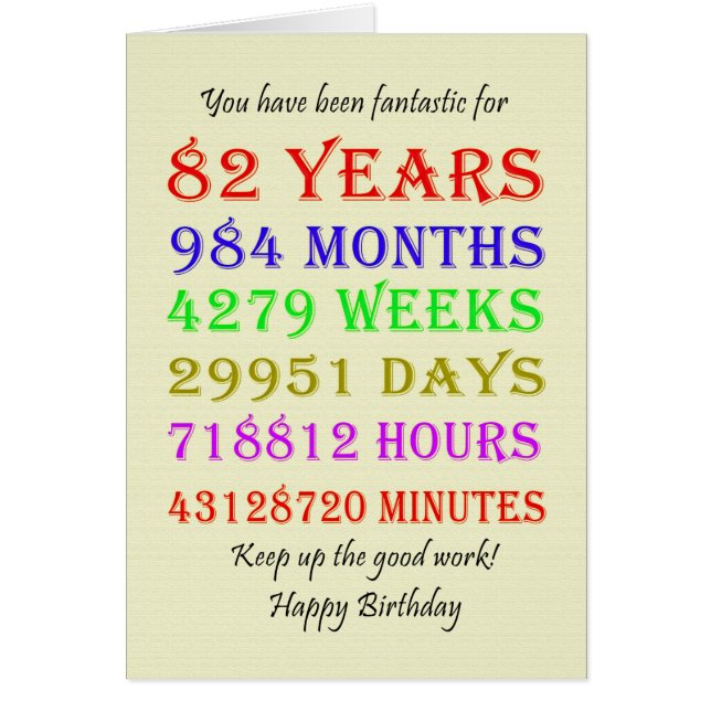 82nd Birthday Milestones (Front)