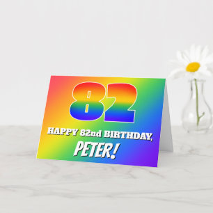 82nd Birthday: Multicolored Rainbow Pattern # 82 Card