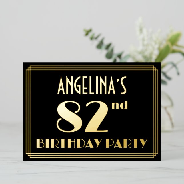 82nd Birthday Party: Art Deco Look “82”, w/ Name (Standing Front)