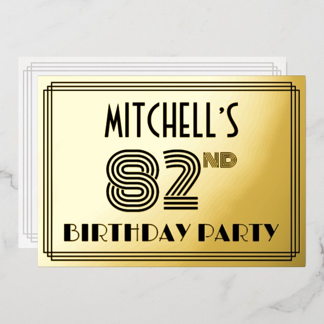 82nd Birthday Party — Art Deco Style “82” & Name (Front/Back)