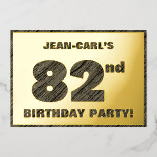 82nd Birthday Party — Bold, Faux Wood Grain Text