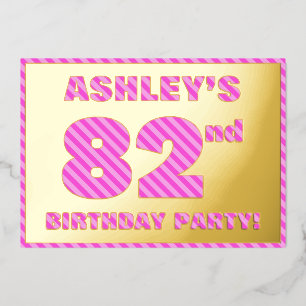 82nd Birthday Party — Bold, Fun, Pink Stripes # 82