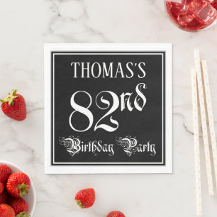 82nd Birthday Party — Fancy Script + Custom Name Napkin
