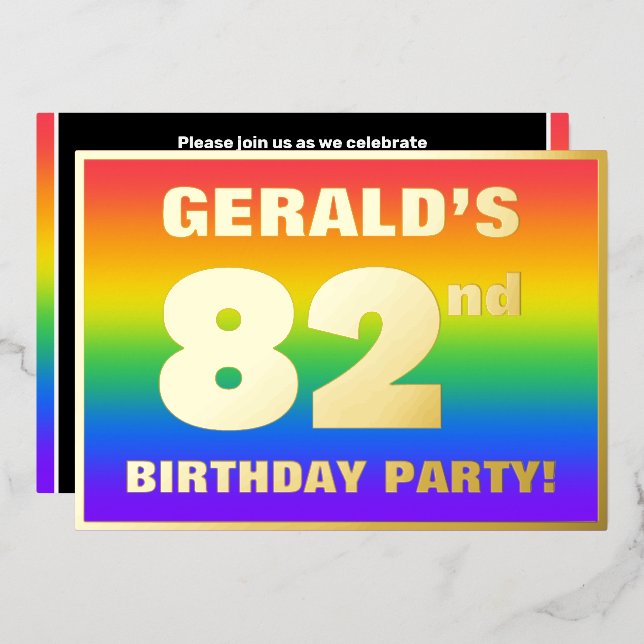 82nd Birthday Party: Fun, Colourful Rainbow Patter (Front/Back)