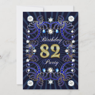 82nd birthday party invite with masses of jewels
