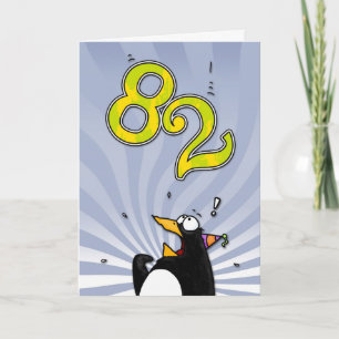 82nd Birthday - Penguin Surprise Card
