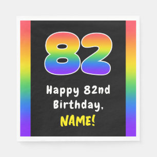 82nd Birthday: Rainbow Spectrum # 82, Custom Name Napkin