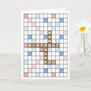 82nd Birthday, Word Game Board Card