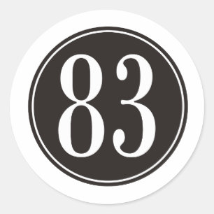 #83 Black Circle Classic Round Sticker