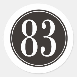 #83 Black Circle Classic Round Sticker