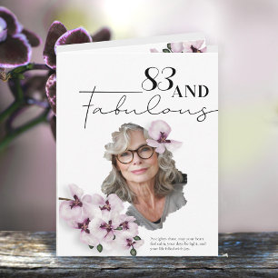 83 & Fabulous Orchid Photo Birthday Greeting Card