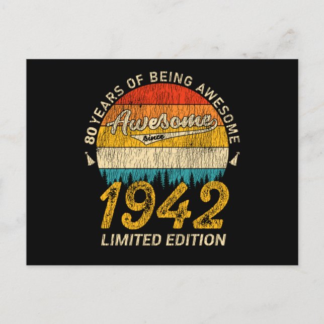 83 Year Old 1942 Retro Awesome 83rd Birthday Gift Postcard (Front)