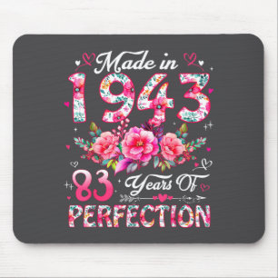 83 Year Old Made In 1943 Floral 83rd Birthday Wome Mouse Mat