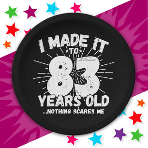 83 Year Old Sarcastic Meme Funny 83rd Birthday Paper Plate