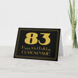 83rd Birthday: Art Deco Inspired Look "83" & Name Card