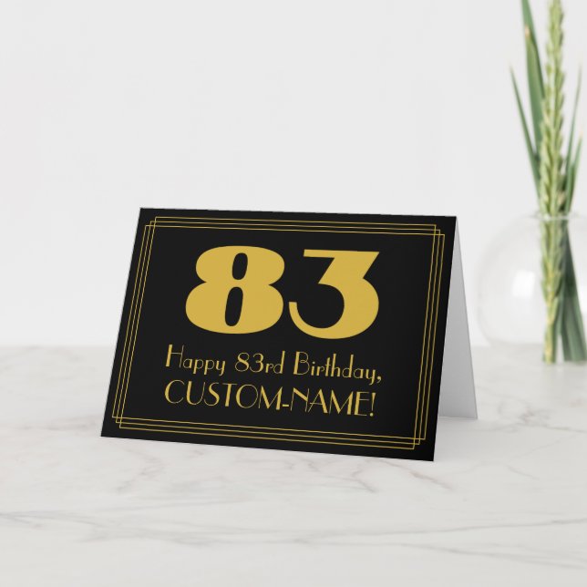 83rd Birthday: Art Deco Inspired Look "83" & Name Card (Front)