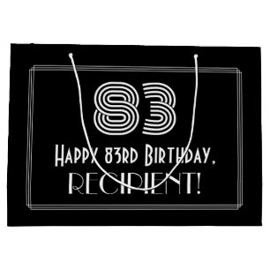 83rd Birthday — Art Deco Inspired Look "83" & Name Large Gift Bag