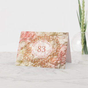 83rd Birthday card for sister, pearls and petals