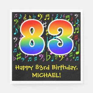 83rd Birthday - Colorful Music Symbols, Rainbow 83 Napkin
